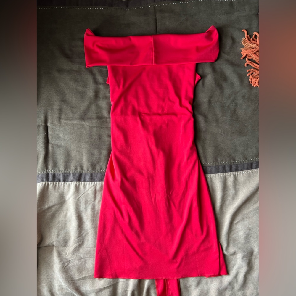 Red off the shoulder dress